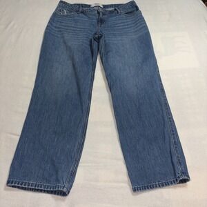 Hollister Low Rise Loose Baggy Jeans Sz 14R 32W Blue Wide Leg Streetwear Comfy